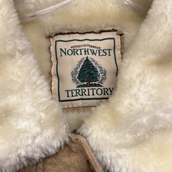 Vintage 1996 Northwest Territory Tan Leather Bomber Jacket Faux Fur Collar Large - Picture 4 of 13
